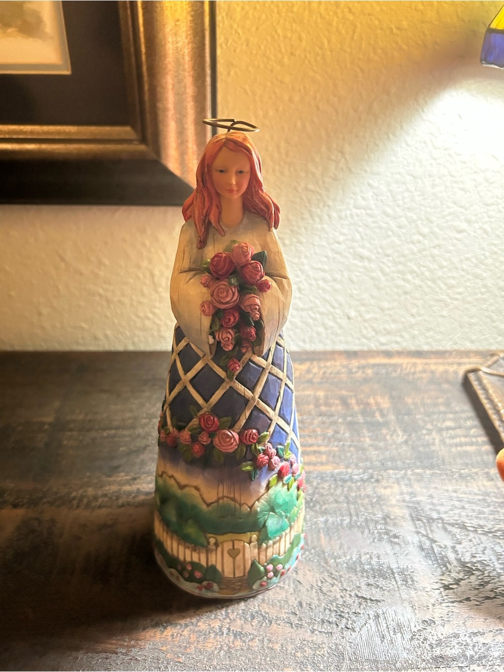 Jim Shore Blue, Pink and Cream Rose Angel Figurine
